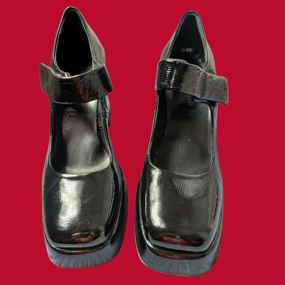 Napoleoni Patent Leather Mary Janes Heels Plattform  Black   Size 39